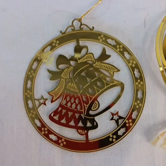 10 Gold Tone Christmas Tree Ornament Lot Die Cut Brass Vintage - Picture 2 of 16